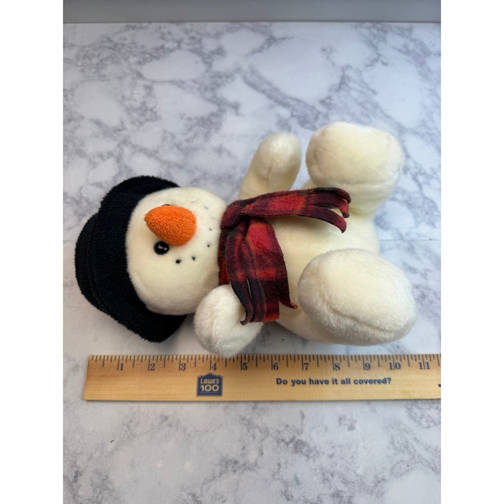 Build a Bear Holiday Pals Snowman Plush Black Top Hat Red Plaid Scarf 8.5 Inch - Picture 5 of 12